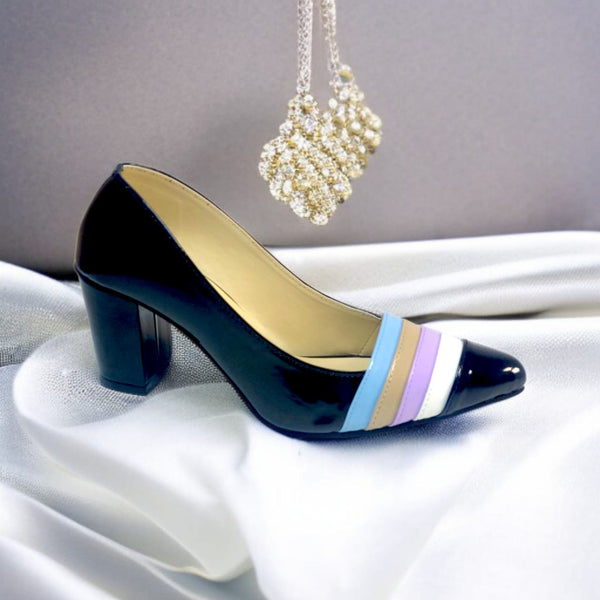 Black Aurora Glow Block Heel